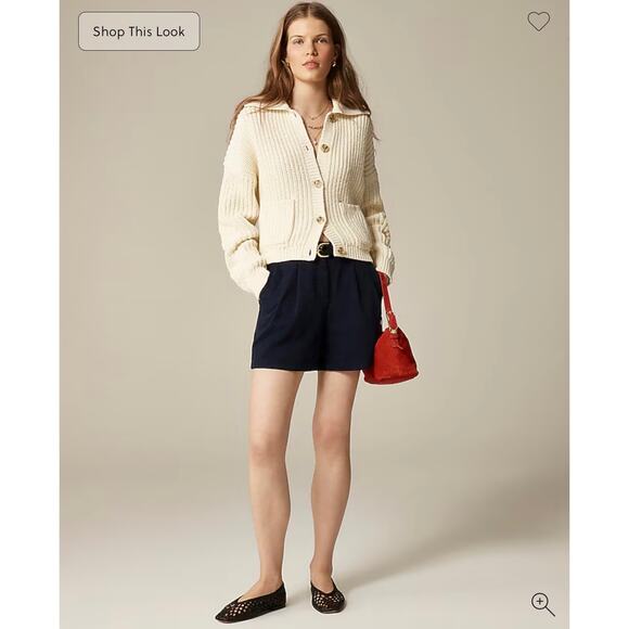 J. Crew Collared Crewneck Cardigan in Chunky Knit Ivory NWT size XXS - Picture 2 of 7